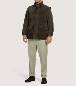 Men'S Suede Padded Gilet In Walnut-Purdey Sale