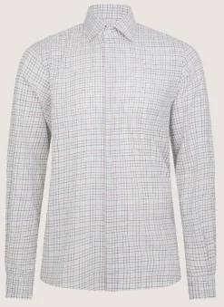 Men'S Summer Sporting Half Tattersall Double Cuff Shirt-Purdey
