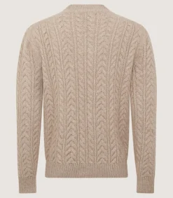 Men'S Taupe Cashmere Linen V Neck Cricket Jumper-Purdey New