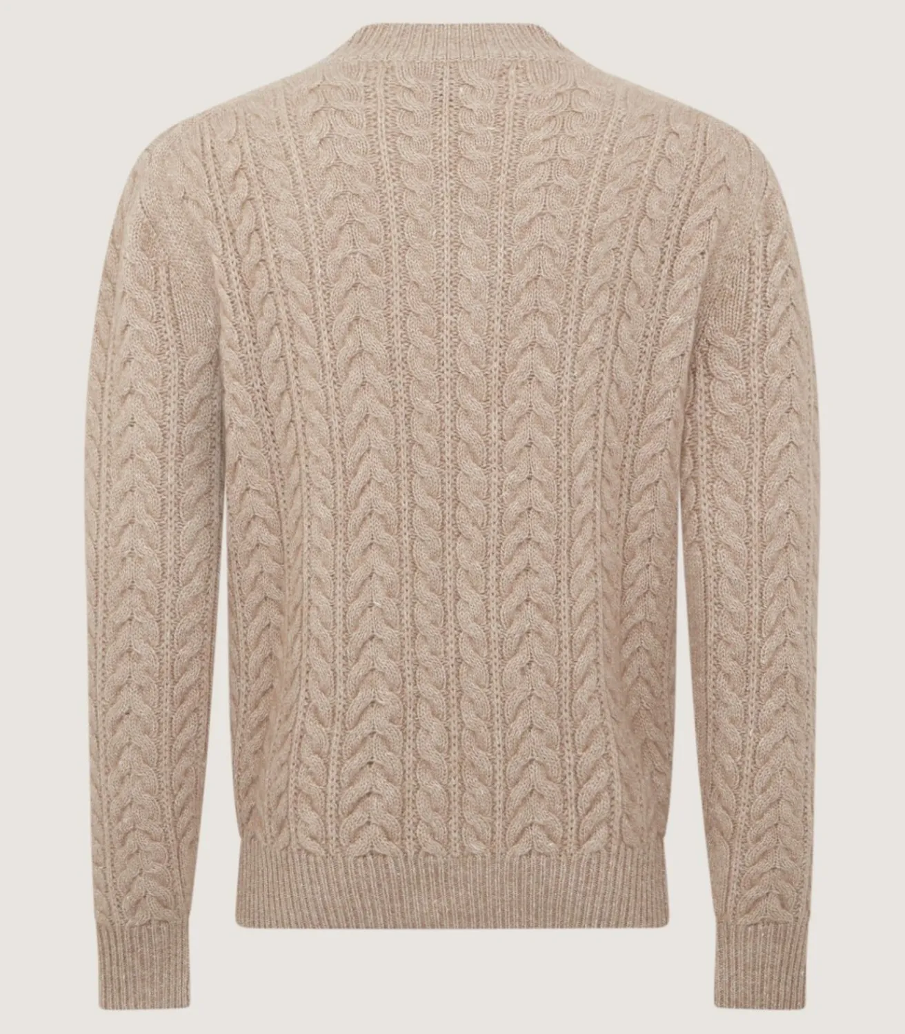 Men'S Taupe Cashmere Linen V Neck Cricket Jumper-Purdey New