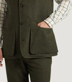 Men'S Technical Tweed High Collar Sporting Vest In Strathbeg-Purdey Clearance