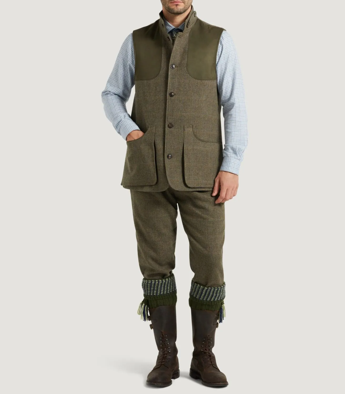 Men'S Tweed High Collar Sporting Vest In Morlich-Purdey Online