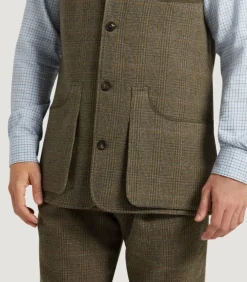 Men'S Tweed High Collar Sporting Vest In Morlich-Purdey Online