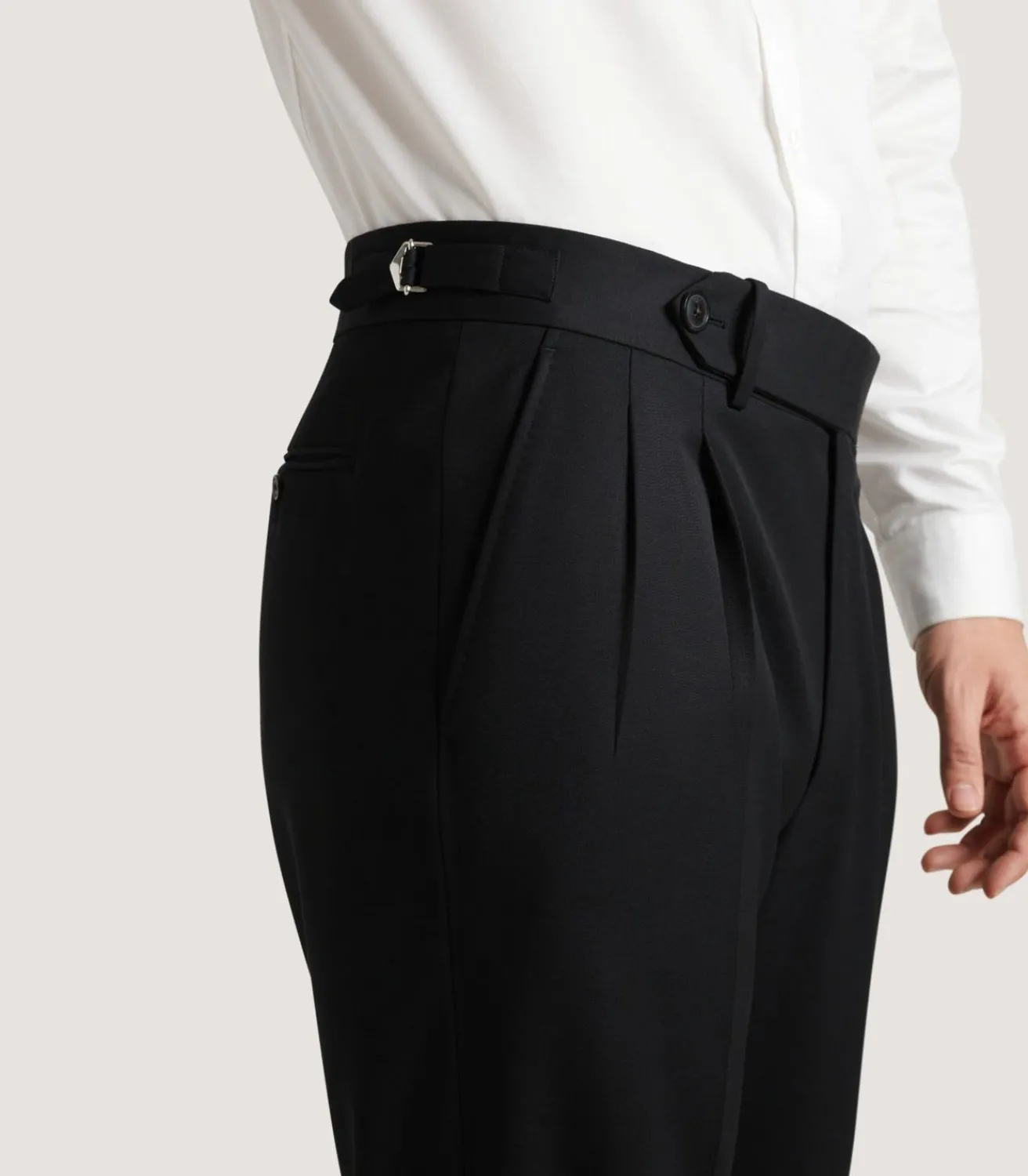 Men'S Two Pleat Trouser In Black-Purdey Hot