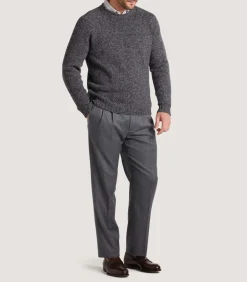 Men'S Two Pleat Trouser In Flannel Grey-Purdey Best