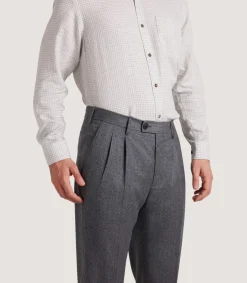 Men'S Two Pleat Trouser In Flannel Grey-Purdey Best