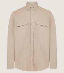 Men'S Wide Herringbone Double Pocket Shirt-Purdey
