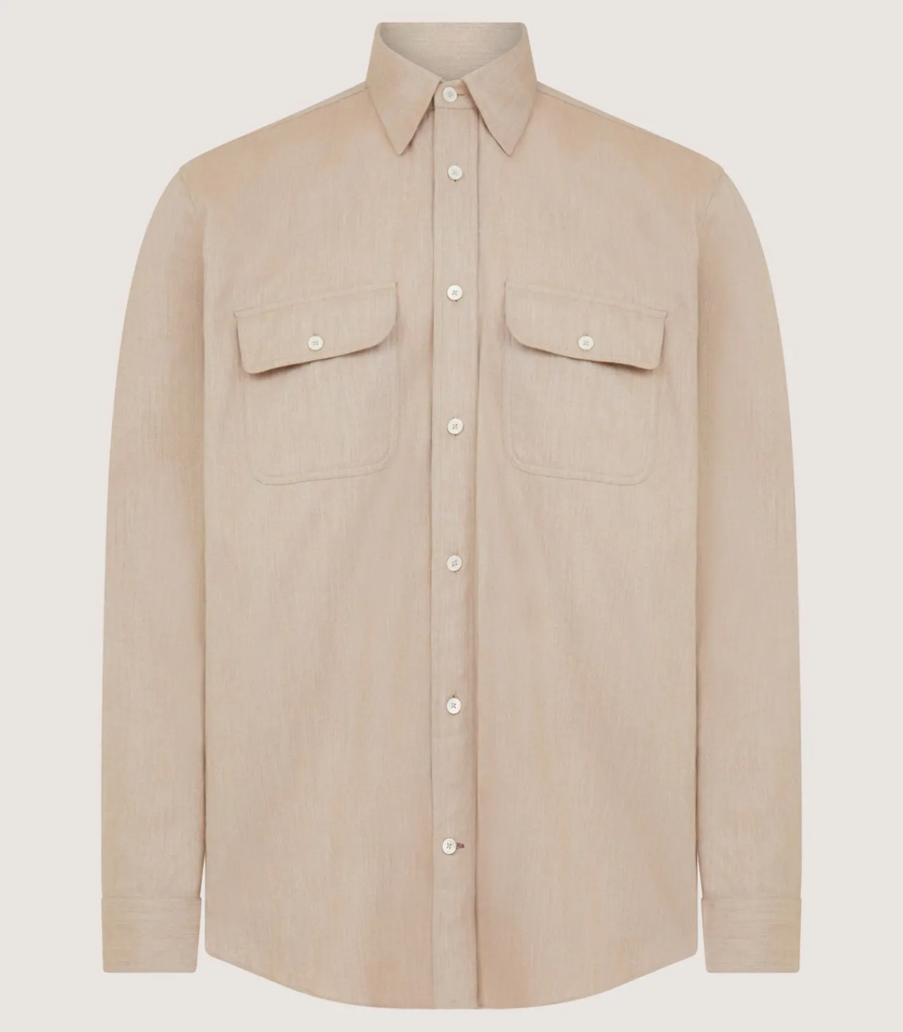 Men'S Wide Herringbone Double Pocket Shirt-Purdey