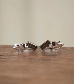 Over-And-Under Silver Cufflinks In Silver-Purdey Clearance