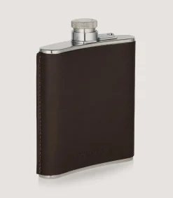 6Oz Leather Flask In Dark Brown-Purdey