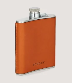 6Oz Leather Flask In Tan-Purdey Best