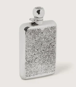6Oz Sterling Silver Gun Scroll Engraved Flask With Walnut Case-Purdey Online