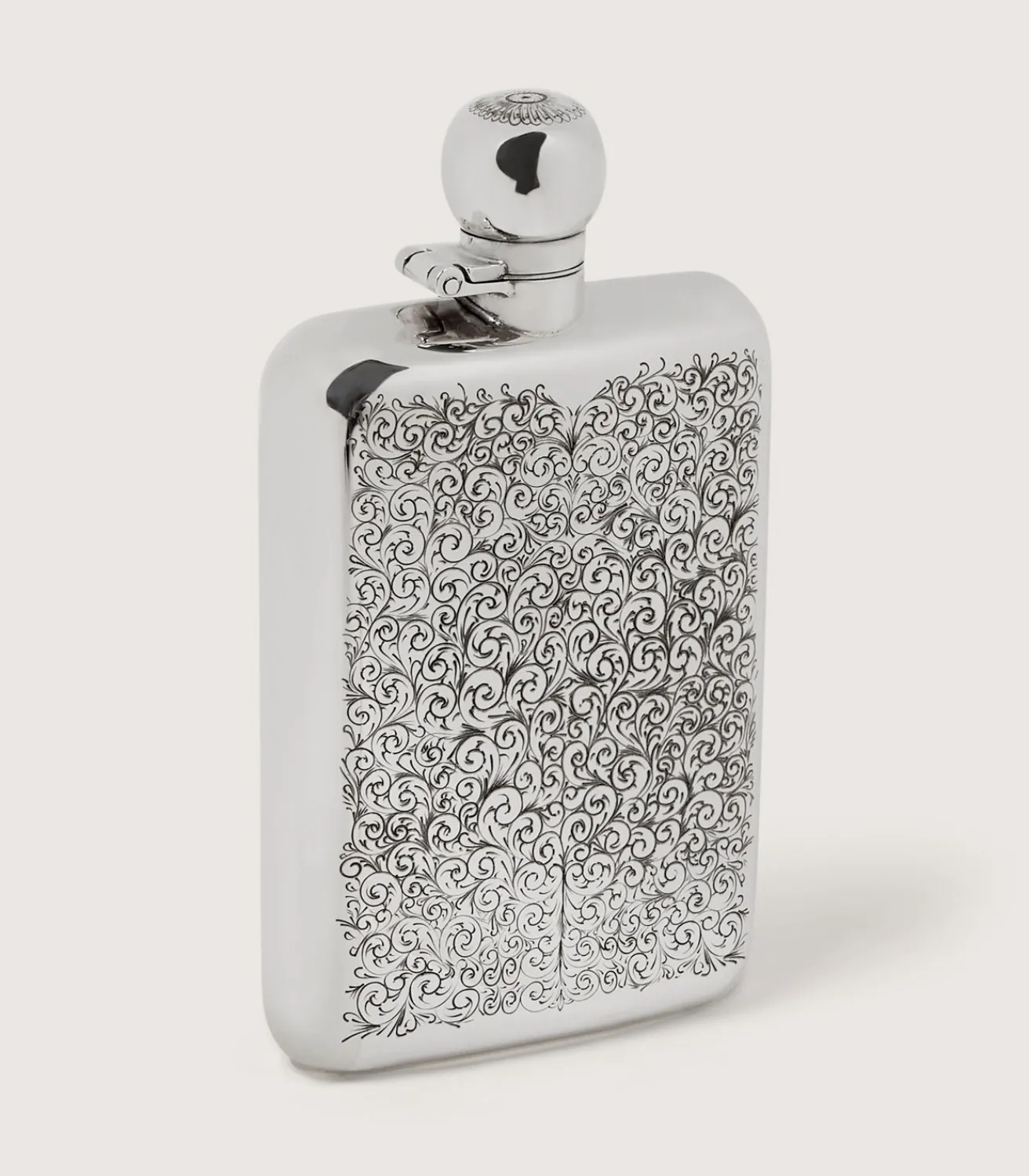 6Oz Sterling Silver Gun Scroll Engraved Flask With Walnut Case-Purdey Online