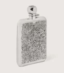 6Oz Sterling Silver Gun Scroll Engraved Flask With Walnut Case-Purdey Online