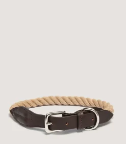 Rope & Leather Dog Collar In Natural-Purdey