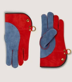 Short Falconry Glove Double Thickness - Orange & Slate In Orange-Purdey New