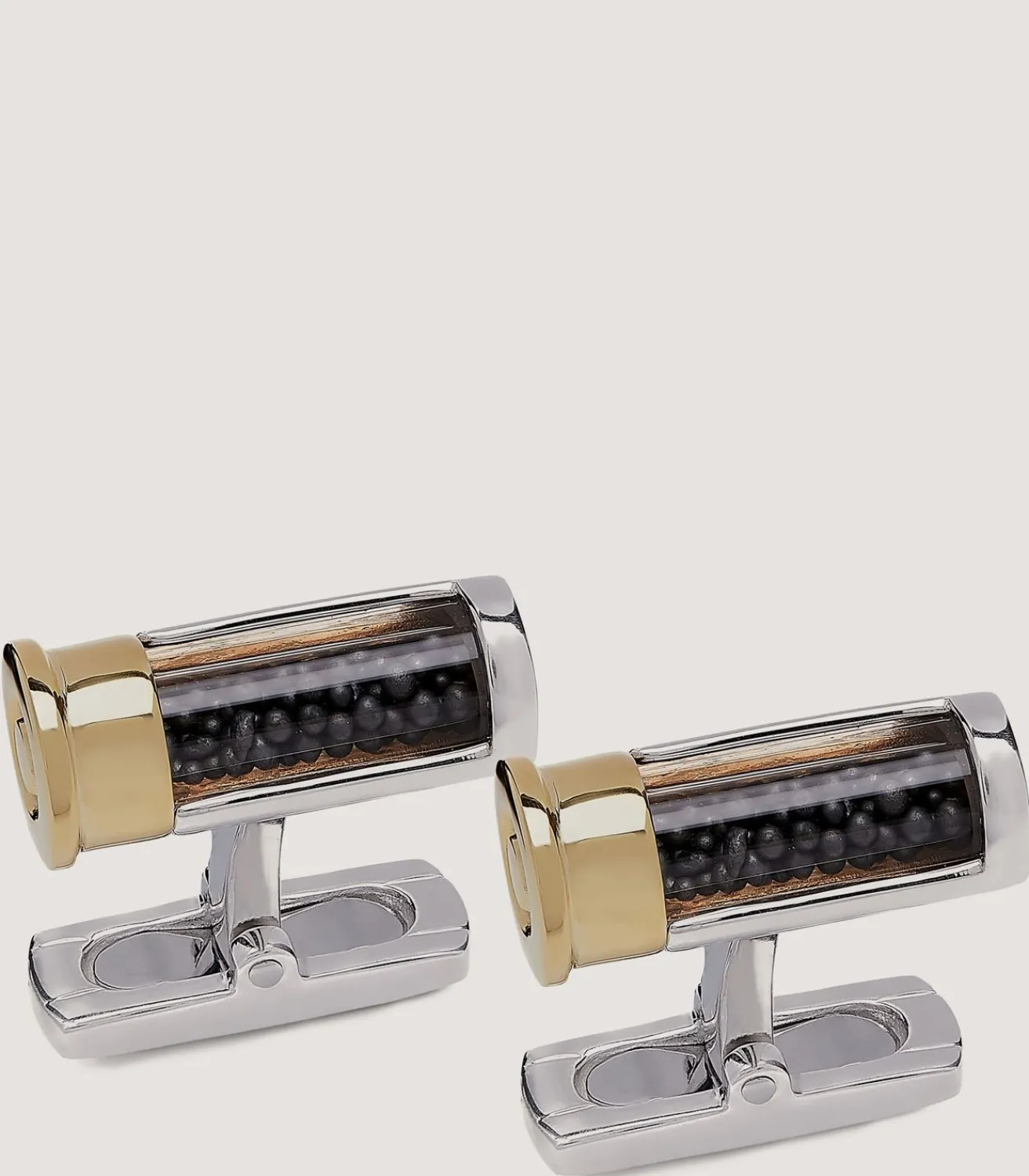 Silver Cartridge Cufflinks With Loose Shot In Silver-Purdey