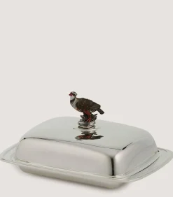Silver Patridge Butter Tray In Silver-Purdey Best