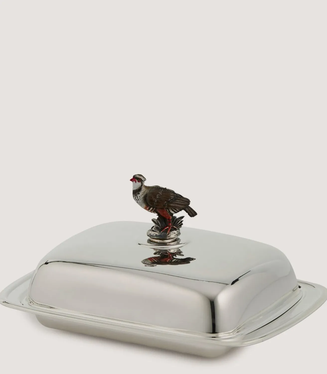 Silver Patridge Butter Tray In Silver-Purdey Best