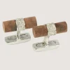 Silver Scroll Walnut Bar Cufflinks In Silver-Purdey Best