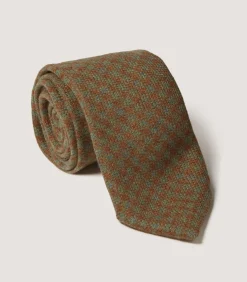 Tweed Check Tie In Bronze Green-Purdey Online