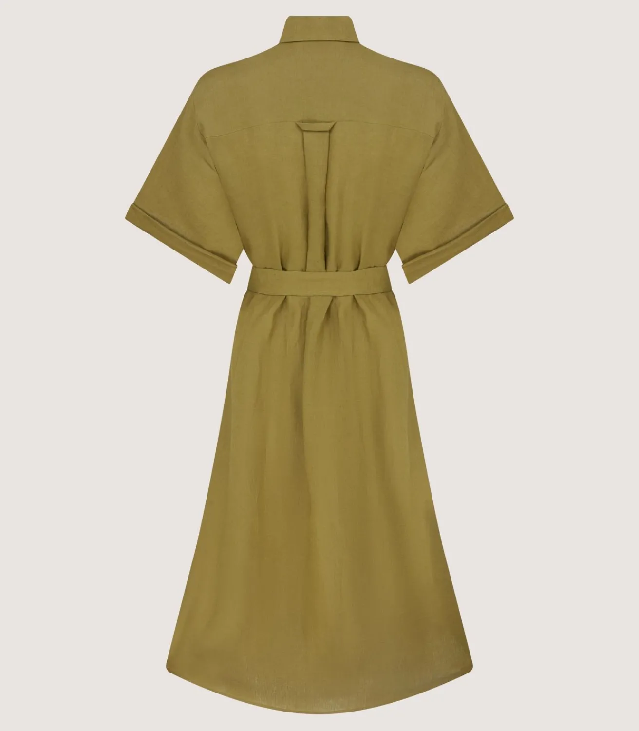 Women'S Belted Linen Shirt Dress In Ochre-Purdey Sale