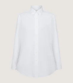 Women'S Button Down Signature Cotton Twill Shirt In White-Purdey Sale