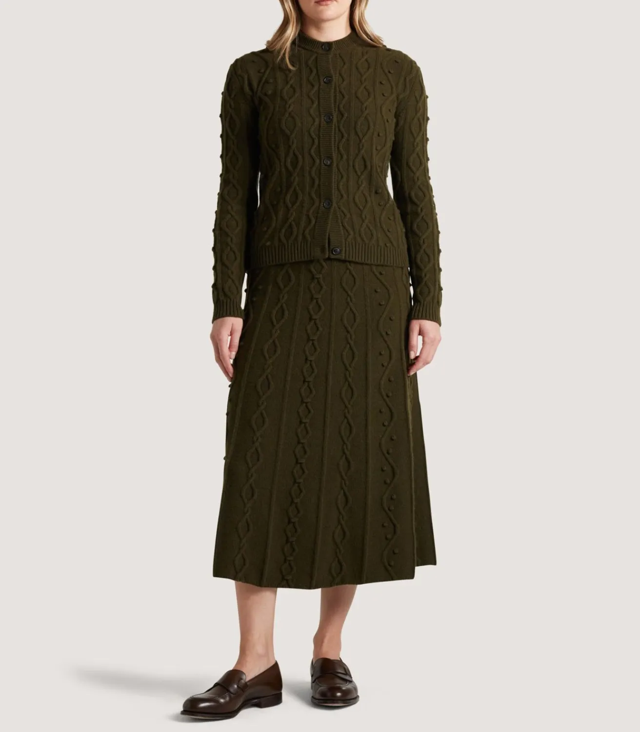 Women'S Cashmere Aran Cardigan-Purdey Clearance