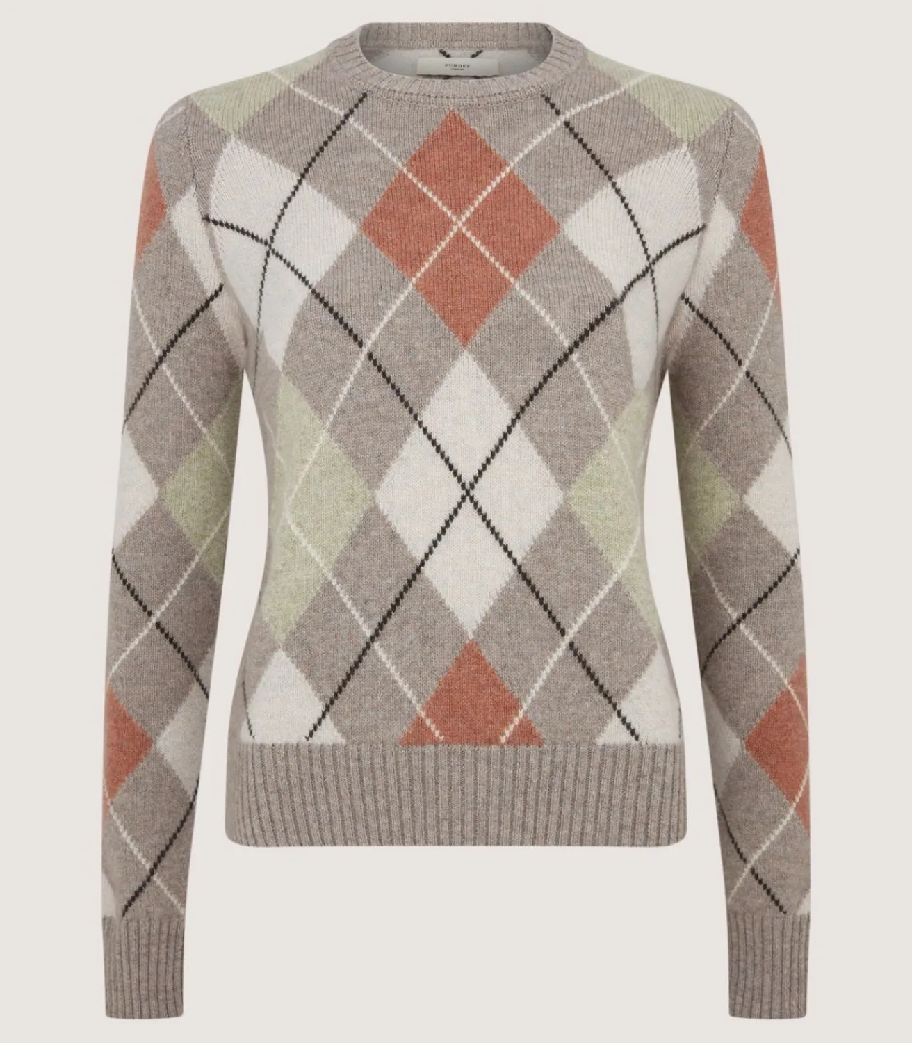 Women'S Cashmere Argyle Crew Neck Sweater In Flint-Purdey Outlet