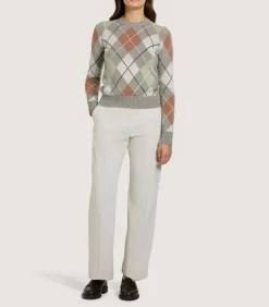Women'S Cashmere Argyle Crew Neck Sweater In Flint-Purdey Outlet