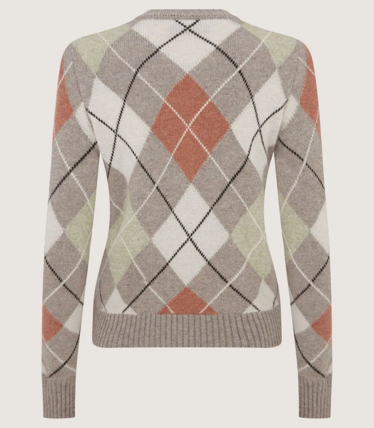 Women'S Cashmere Argyle Crew Neck Sweater In Flint-Purdey Outlet