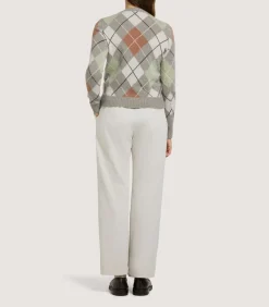 Women'S Cashmere Argyle Crew Neck Sweater In Flint-Purdey Outlet