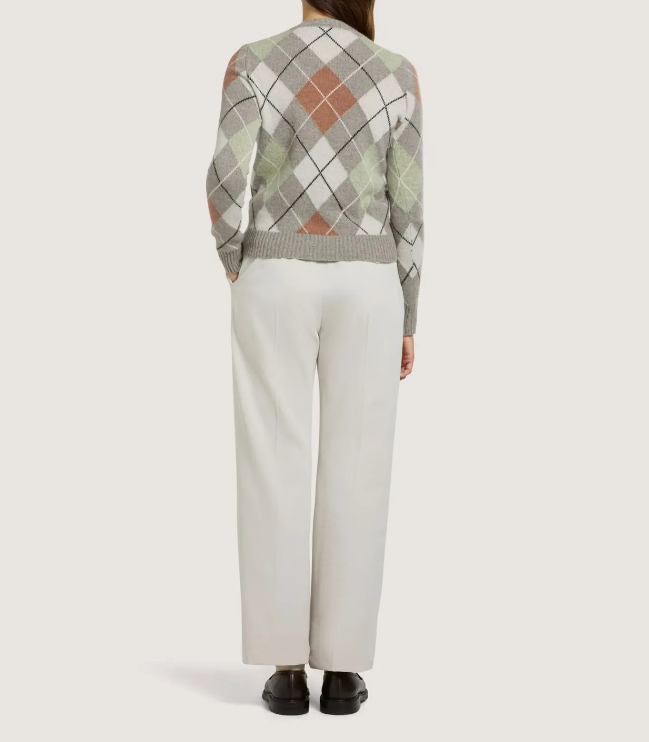 Women'S Cashmere Argyle Crew Neck Sweater In Flint-Purdey Outlet