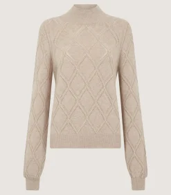 Women'S Cashmere Cable Sweater In Oatmeal-Purdey Sale