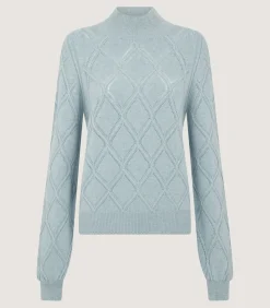 Women'S Cashmere Cable Sweater In Pine Green-Purdey Sale