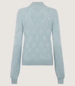 Women'S Cashmere Cable Sweater In Pine Green-Purdey Sale