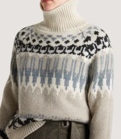 Women'S Cashmere Fairisle Falcon Crew Neck Sweater In Kestral-Purdey