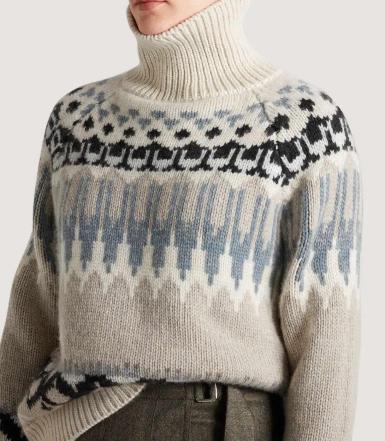 Women'S Cashmere Fairisle Falcon Crew Neck Sweater In Kestral-Purdey