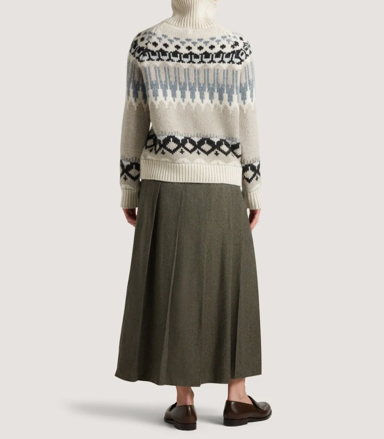Women'S Cashmere Fairisle Falcon Crew Neck Sweater In Kestral-Purdey