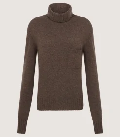 Women'S Cashmere Turtleneck Sweater With Chest Pocket-Purdey New