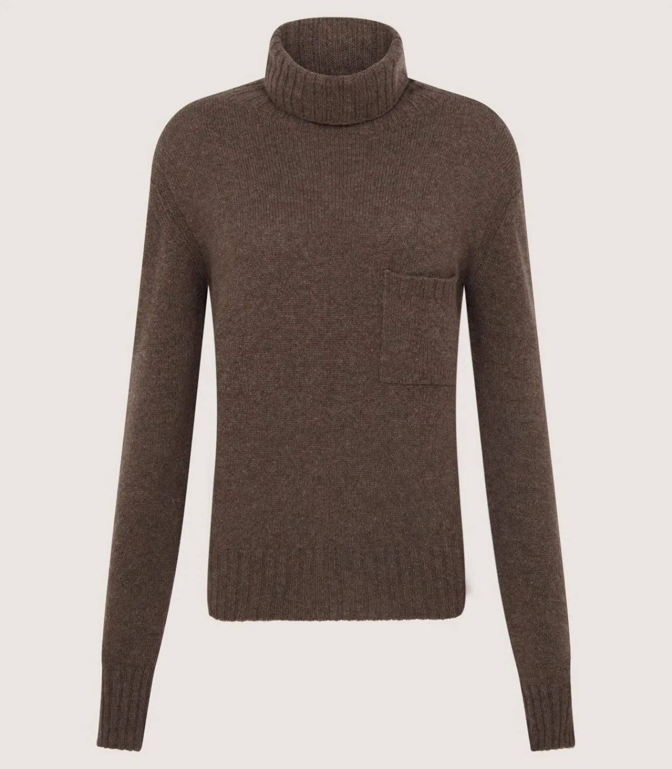 Women'S Cashmere Turtleneck Sweater With Chest Pocket-Purdey New