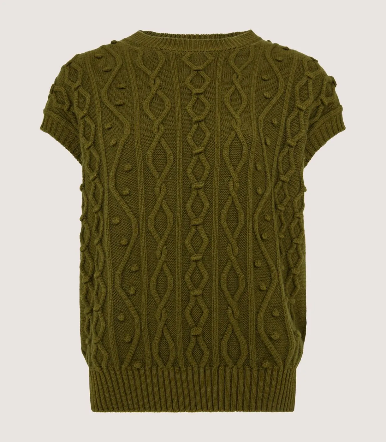 Women'S Cotton Cashmere Aran Crew Neck Tank In Olive-Purdey Online