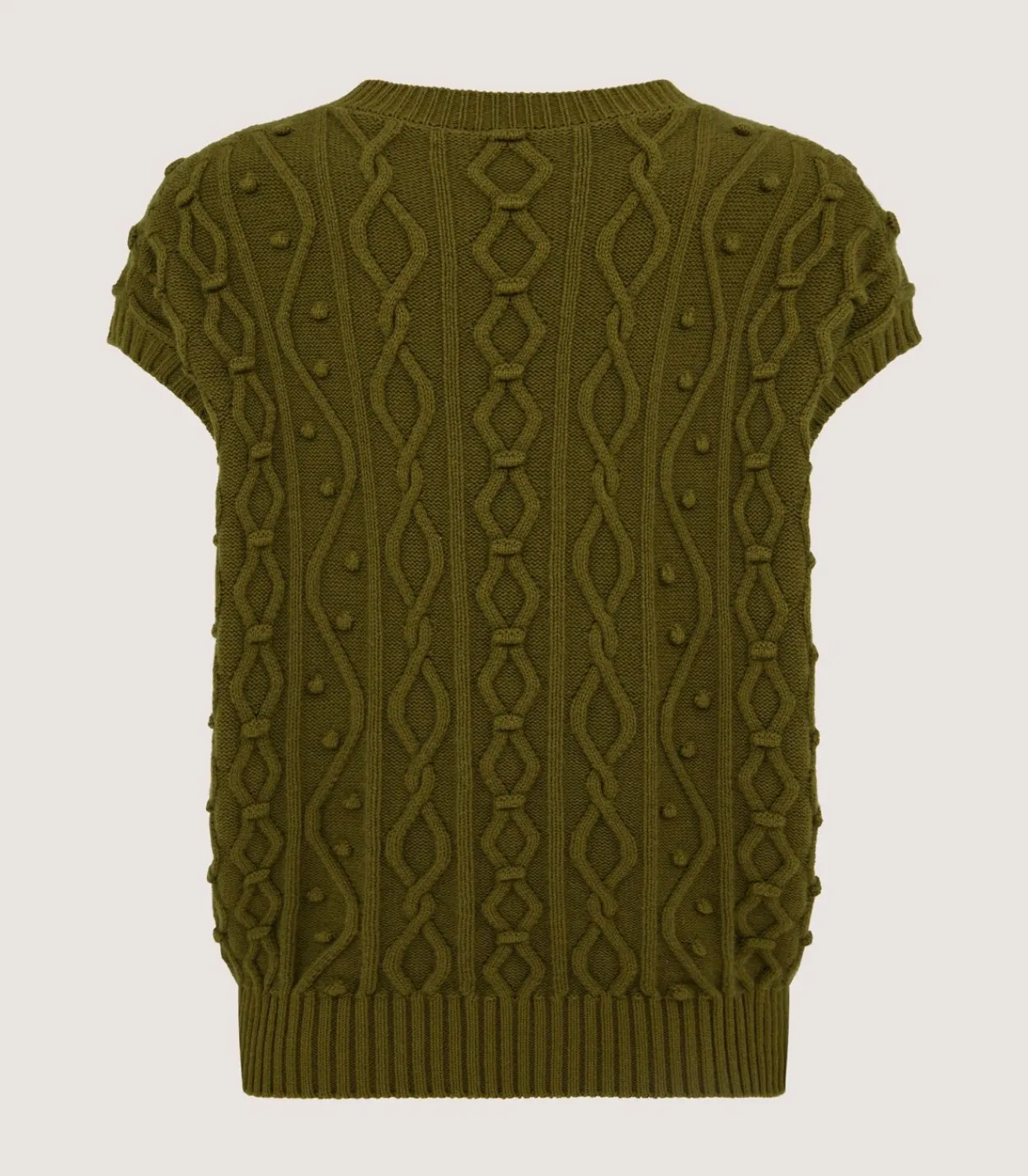 Women'S Cotton Cashmere Aran Crew Neck Tank In Olive-Purdey Online
