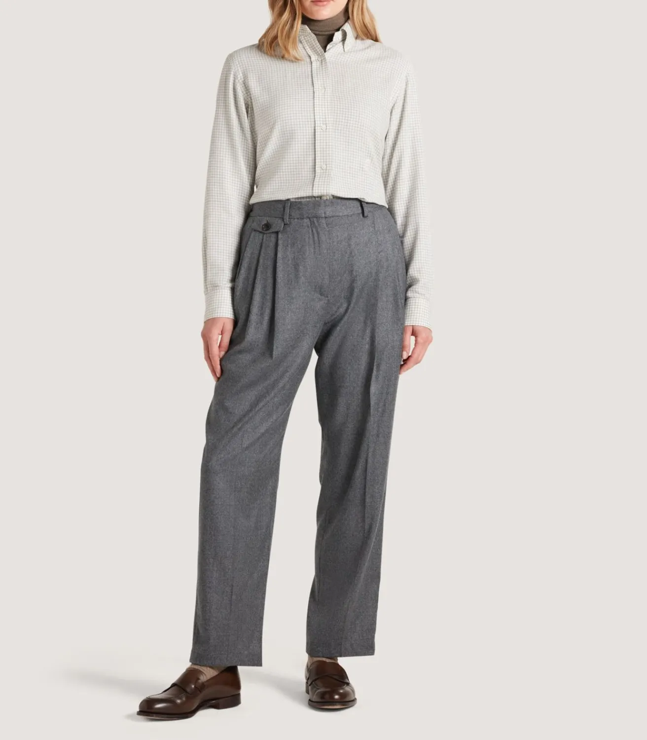Women'S Cotton Cashmere Button Down Shirt-Purdey New