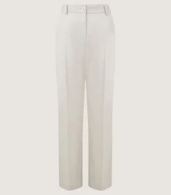Women'S Cotton Wool Flat Front Trouser In Pale Stone-Purdey New