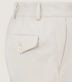 Women'S Cotton Wool Flat Front Trouser In Pale Stone-Purdey New