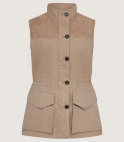Women'S High Collar Dry Wax Summer Sporting Vest In Taupe-Purdey Best