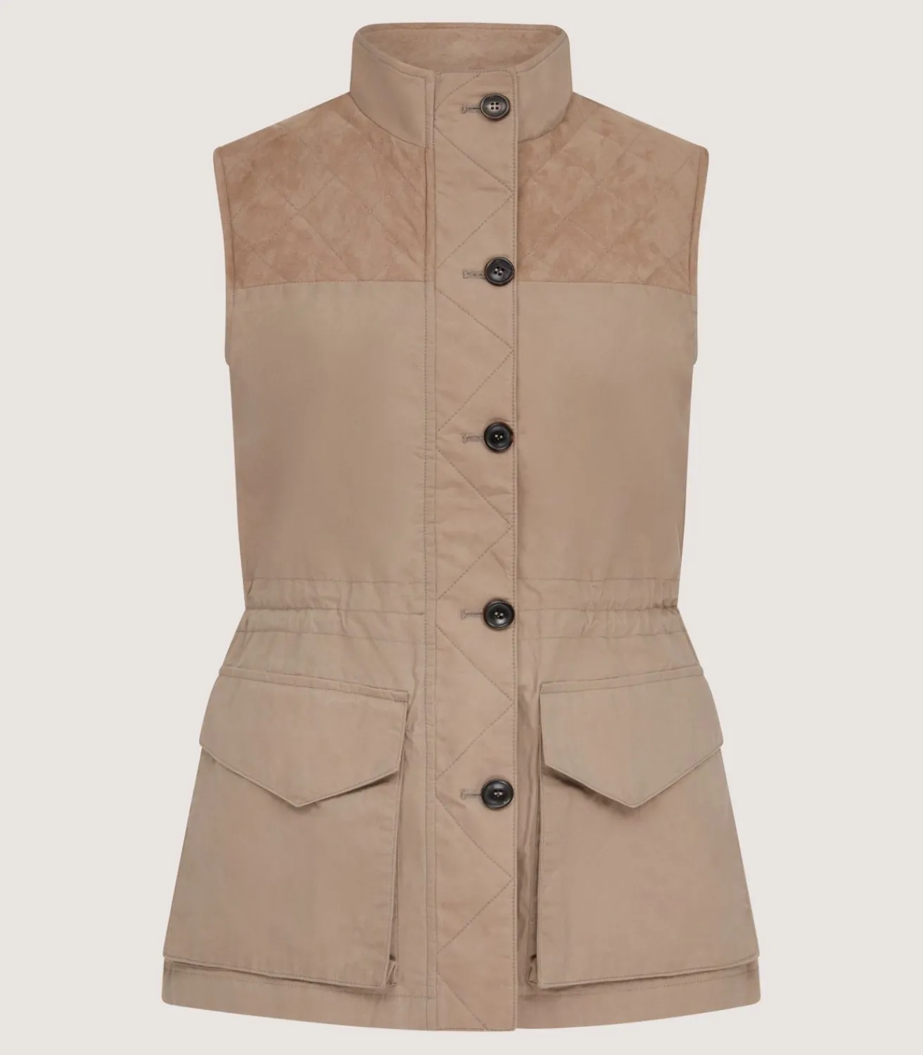 Women'S High Collar Dry Wax Summer Sporting Vest In Taupe-Purdey Best
