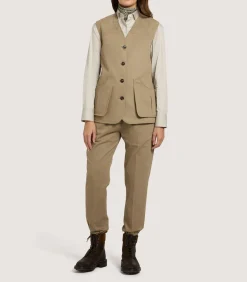 Women'S High Collar Dry Wax Summer Sporting Vest In Taupe-Purdey Best