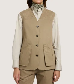 Women'S High Collar Dry Wax Summer Sporting Vest In Taupe-Purdey Best